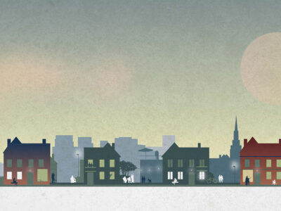 Stadssiluett av Krook och Tj&auml;der