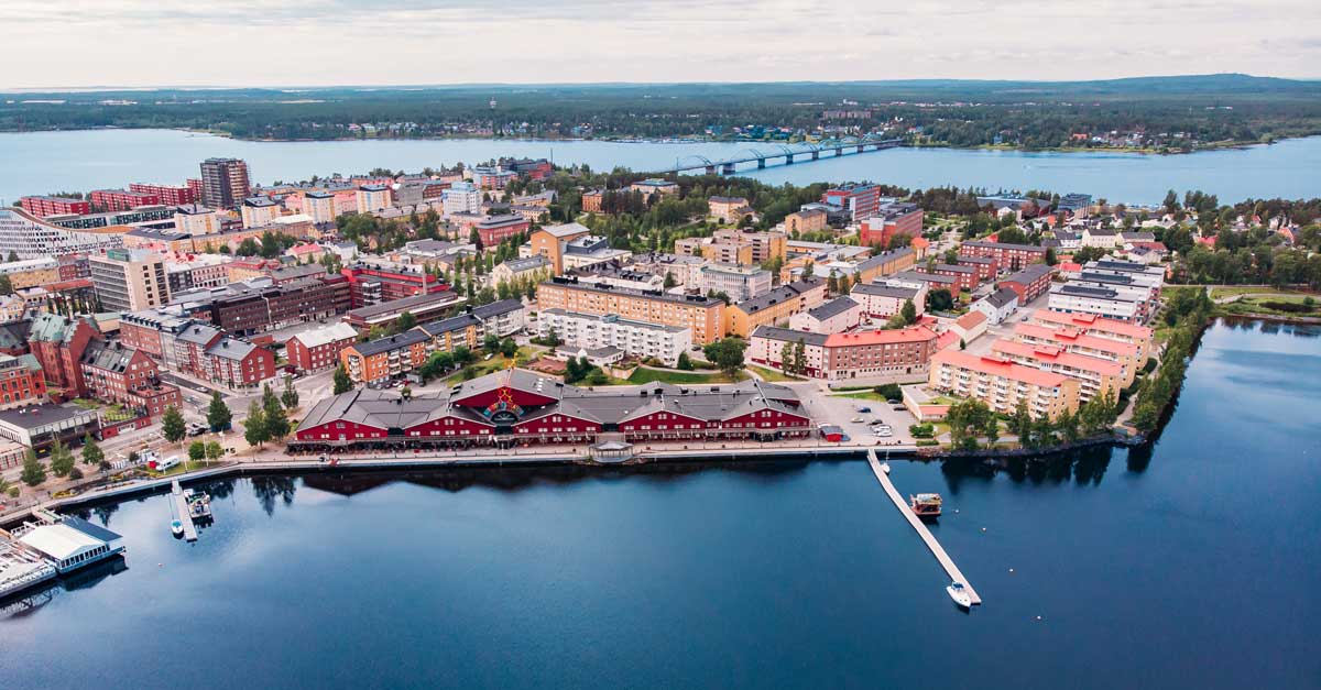 Trivector Mobility &ouml;ppnar nytt kontor i Lule&aring; (flygbild &ouml;ver stan)