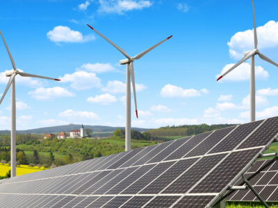 vindkraftverk och solpaneler, podd om klimatm&aring;len