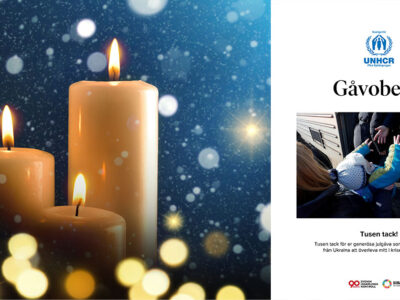 Julcollage 2022 med ljus och diplom fr&aring;n UNHCR
